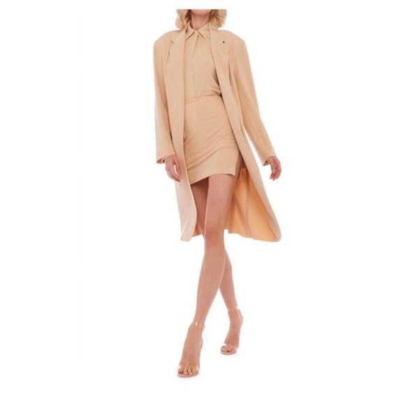 Norma Kamali Trench Coat Jacket Size M Brown Camel Long Minimalist Lagenlook - Picture 10 of 10